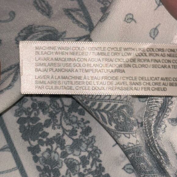 Eloquii Paisley Woman’s Top Blouse Sz 18 Cream Black Long Sleeve Office Classic - Picture 8 of 12